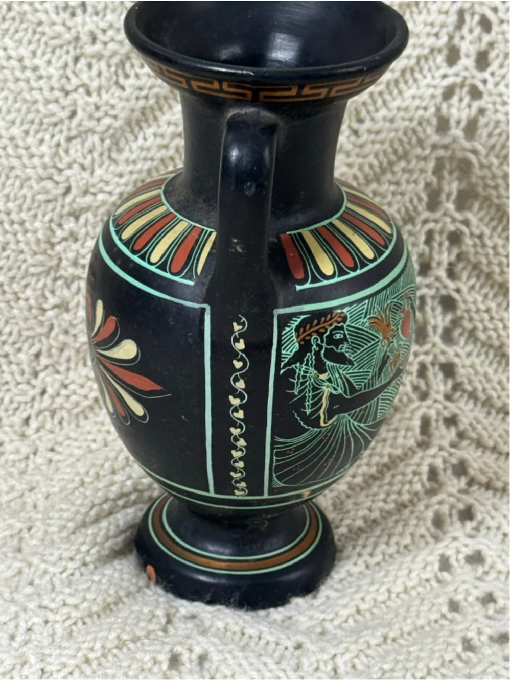 Hand Painted Greek Amphora Vase D Vassilopoulos Zeus Ganymedes Hestia 8.5”
